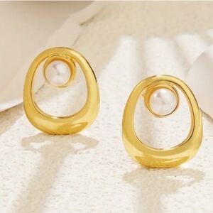 18k Gold Plated  Pearl Earrings